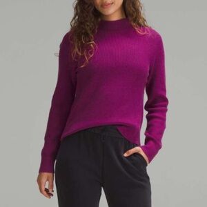 Lululemon Magenta Ribbed Knit Mock Neck Sweater